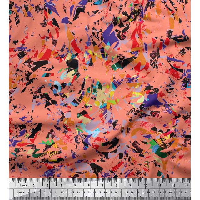 Soimoi Cotton Jersey Fabric Multicolor Texture Printed Fabric 1 Yard 58 Inch Wide