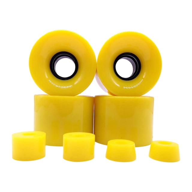 DYNWAVECA 4 Pcs Roues de Planche à Roulettes Roues de Croisière 60mmx45mm 78A Résistantes à l'Usure PU Roues de Longboard Rouleau pour Tout Terrain Descente Jaune