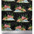 thumbnail image 1 of Soimoi Rayon Fabric House,Snowfall & Tree Nature Print Sewing Fabric Yard 56 Inch Wide, 1 of 3
