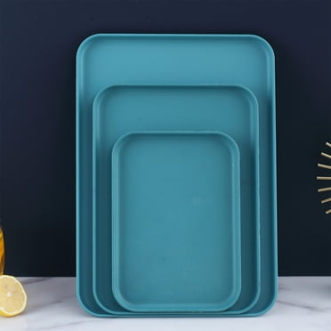 Dadatutu Lot de 3 Plateaux de Restauration Rapide, Plateaux de Service Rectangulaires pour Restaurant, Plateaux de Cafétéria en Plastique Plateaux pour Lunch d'École, Sans BPA