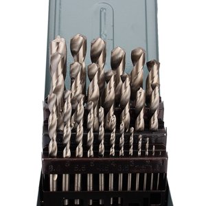 FAGINEY 25Pcs/set 1mm - 13mm Titanium Coated Twist Drill Bit HSS High Speed Steel Drill Bits Set Woodworking Drills Power Drilling Tools