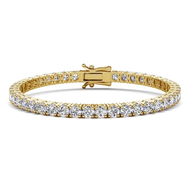 Cate & Chloe Kaylee Bracelet Tennis Plaqué Or Jaune 18k avec Cristaux en Diamant Simulé pour Femmes