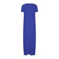 thumbnail image 3 of Timegard Robes pour Femmes Col Rond Manches Courtes Longue Robe Vacances Plage Décontractée Ample Robe Maxi, 3 of 5