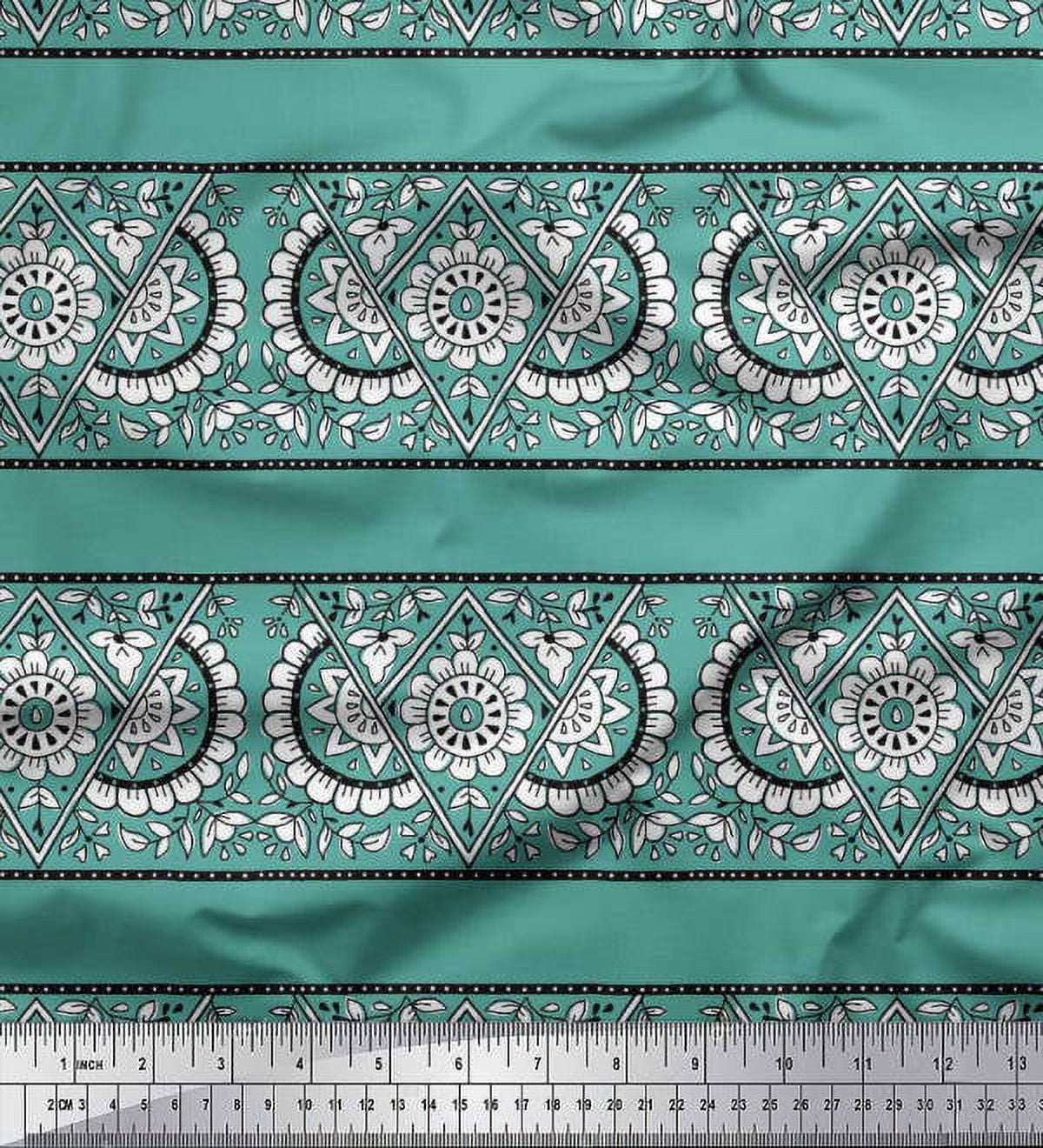 Soimoi Georgette Viscose Fabric Geometric,Leaves & Floral Block Fabric Prints by Yard 42 Inch Wide