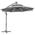 thumbnail image 1 of Outsunny 10FT Solar Powered Patio Umbrella with Crank and Base, Light Grey, 1 of 10