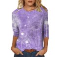 thumbnail image 1 of Pisexur Blouse Grande Taille Manches 3/4 pour Femmes Mode Décontractée Col Rond Imprimé Vintage T-Shirts Chemises Amples Tunique, 1 of 4