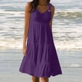 thumbnail image 2 of QIPOPIQ Robe T-Shirt Évasée Décontractée d'Été pour Femme, Sortie de Plage, Robe Débardeur Unie à Volants avec Poches, Liquidation, 2 of 6