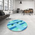 thumbnail image 4 of Ahgly Company Machine Washable Indoor Square Transitional Dark Turquoise Green Area Rugs, 3' Square, 4 of 7