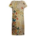 thumbnail image 5 of SMihono Robe d'Été Boho pour Femmes Grande Taille Robes à Manches Courtes Mode Fleurs Imprimées Robe d'Été Col en V Longueur Genou, 5 of 5