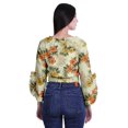 thumbnail image 2 of Moomaya Haut Court Imprimé pour Femmes Style Enveloppant Manches Longues à Volants Blouse d'Été Décontractée, 2 of 5