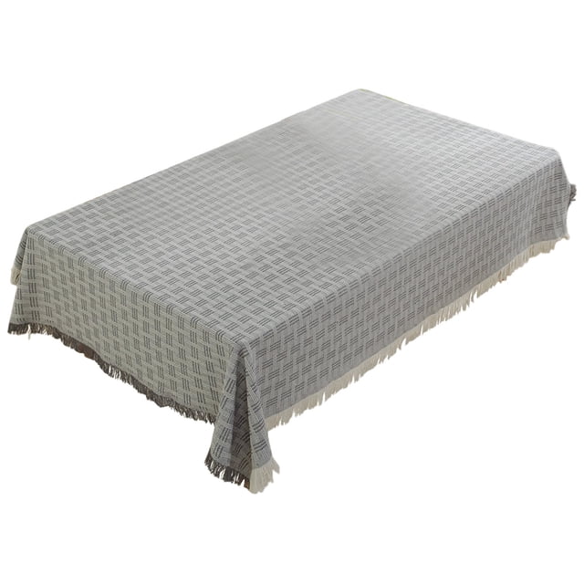 Bwiyojiz 1pc 35.43x59.06i 90x150cm Cotton and Linen Tablecloth Tassel Decoration Suitable for Rectangular Coffee Table Photo Decorative Cloth, 60%Cotton,40%Linen, Gray, Gifts for Her