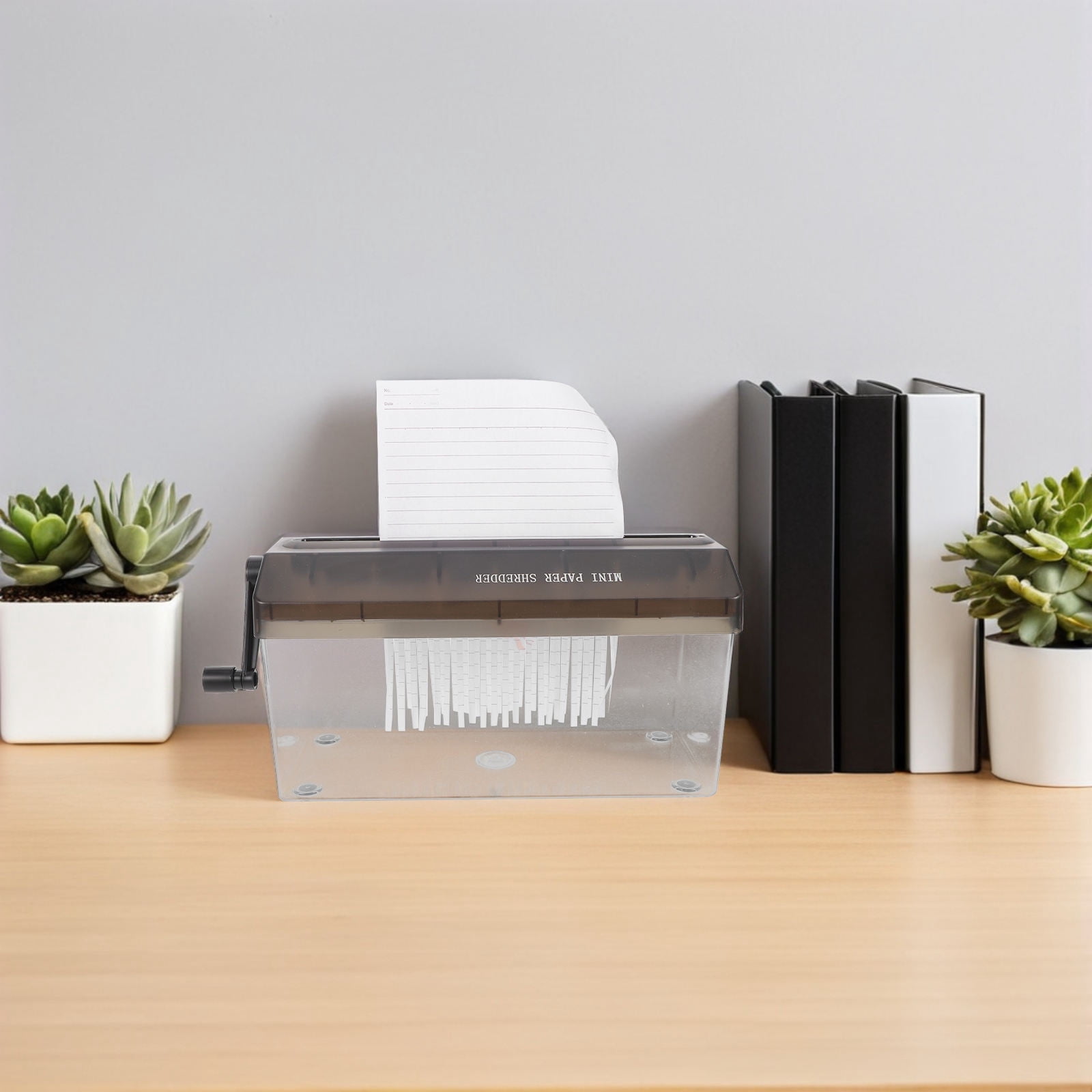 SHOWERORO Portable Handheld Paper Shredder Manual Desktop Shredder Black Sturdy PP Steel Material