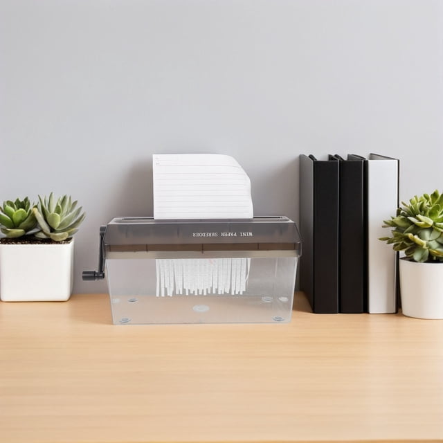 SHOWERORO Portable Handheld Paper Shredder Manual Desktop Shredder Black Sturdy PP Steel Material