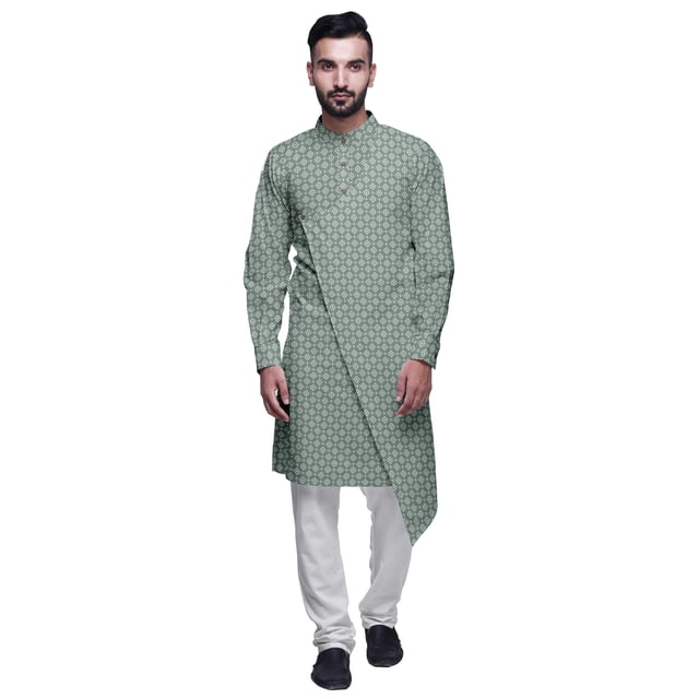 Atasi Designer Kurta Pajama For Men Printed Angrakha Kurta Set Summer Clothing