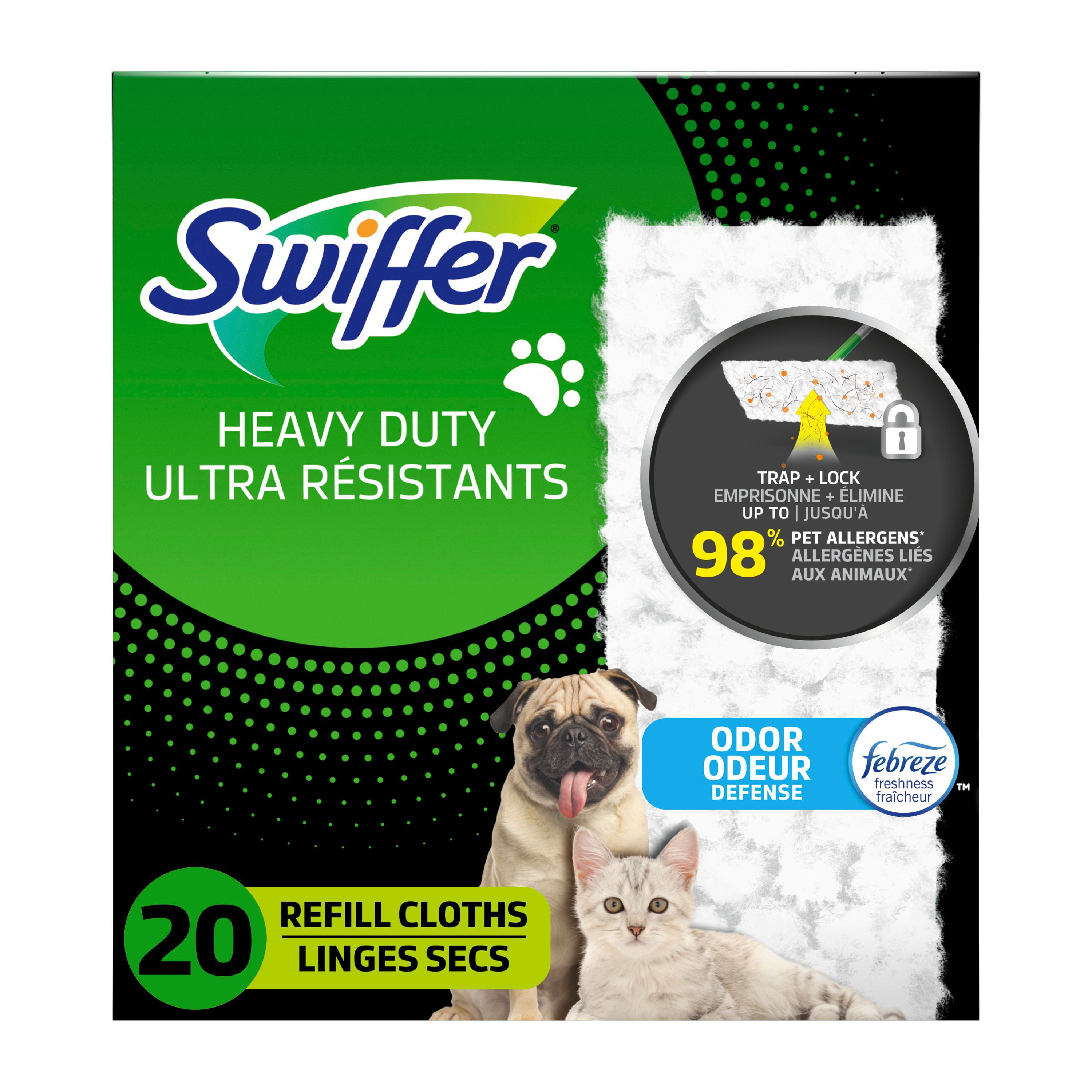 Swiffer Sweep + Mop, Dry Pads Refill, Floor Cleaner, Cleaning Cloths, Heavy Duty, Pet, 20 Count