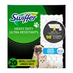 Swiffer Sweep + Mop, Résoudre les tampons secs, Nettoyant au sol, Vêtements de nettoyage, Lourds, Animaux, 20 Nombre