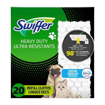 Swiffer Sweep + Mop, Dry Pads Refill, Floor Cleaner, Cleaning Cloths, Heavy Duty, Pet, 20 Count