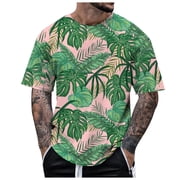 LUOGENLI Male T-shirts for Mens Men's Short Sleeved Tropical Print T Shirt Summer Vintage T-shirts for Men Graphic Tee St. Patrick's Day T-shirts for Men Graphic Tee Summer Clothes XXL