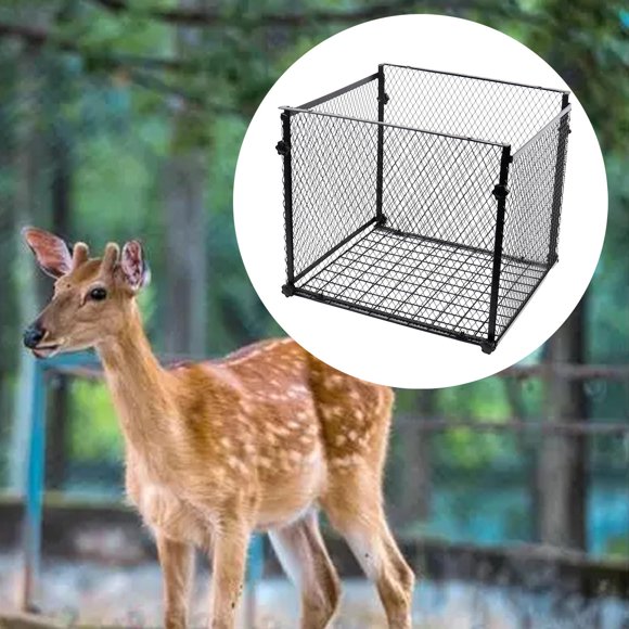 DYNWAVECA Deer Feeder Protective Guard Food Dispenser Guard Iron Portable Deer Feeder Varmint Guard for Outdoor Lawn Front Porch Garden quadrilateral
