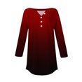 thumbnail image 4 of SwiftWear T-Shirts pour Femmes Mode Tendance Col Rond Manches Mi-Longues T-Shirt Couleur Dégradée Décontracté Ample Hauts Basiques, 4 of 5