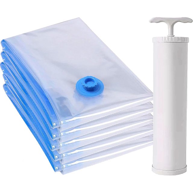 LoonWear Sacs de Rangement sous Vide avec Pompe à Main, 40 x 60 cm, Ensemble de 6, Sacs de Compression Économiseurs d'Espace Transparents