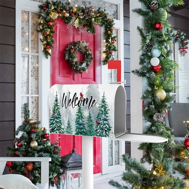 Ruiboury Weather-resistant And Robust Couch Cover Easy To Vivid Print Christmas Deer Pattern Mailbox Sleeve Cloth Standard Size YTYH2309053 5Set