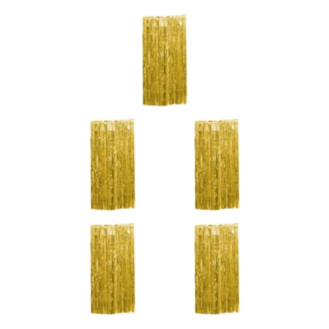 Decodeary Safe Foil Fringe Curtain Multiple Colors And Finger Tassels For Memorable Gold 3*1m 5Set