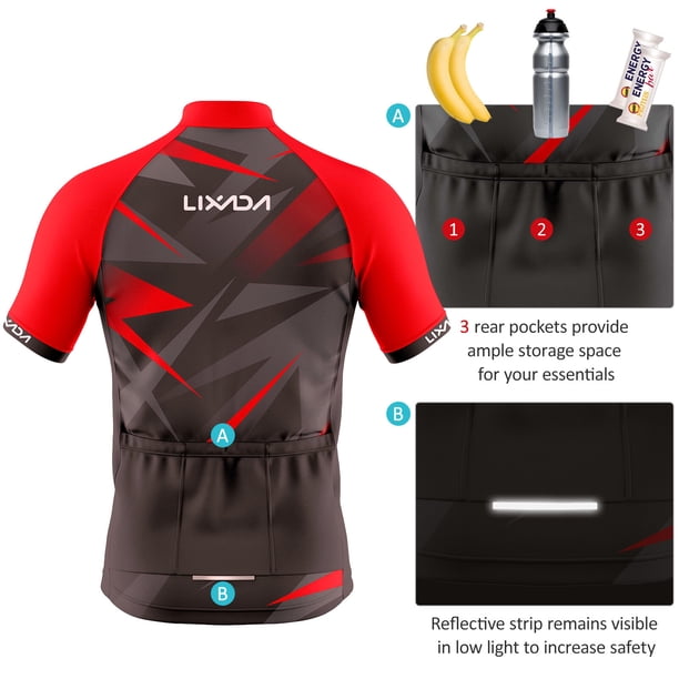 Set Lixada Men Cycle Jersey Breathable Short Sleeve Bike Shirt and