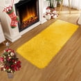 thumbnail image 1 of Plush Velvet Fleece Bath Mat - Ultra Soft & Water Absorbent, Non-Slip Backing, Machine Washable, Modern Solid Color Bathroom Rug, Yellow, JKODE, 1 of 9