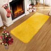 Czzoypi Solid Color Bathroom Rug, Ultra Soft Plush Bath Mat with Non Slip Backing, Machine Washable Water Absorbent Shower Rug for Toilet Tub Floor, Yellow