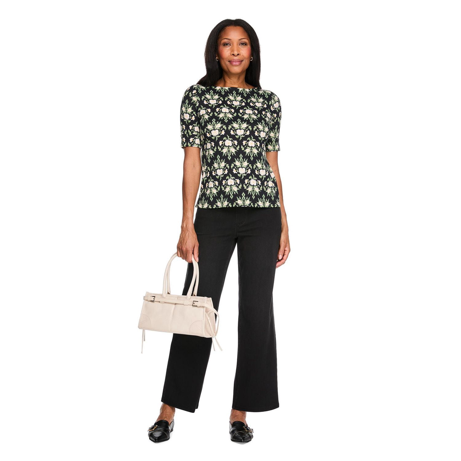 Karen Scott Women's Boat-Neck Printed Top