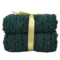 thumbnail image 1 of Xingzhi Hand-Knitted Chunky Knit Blanket Comfort And Style Wide Application Easy To Maintain Polyester blackish green, 1 of 6