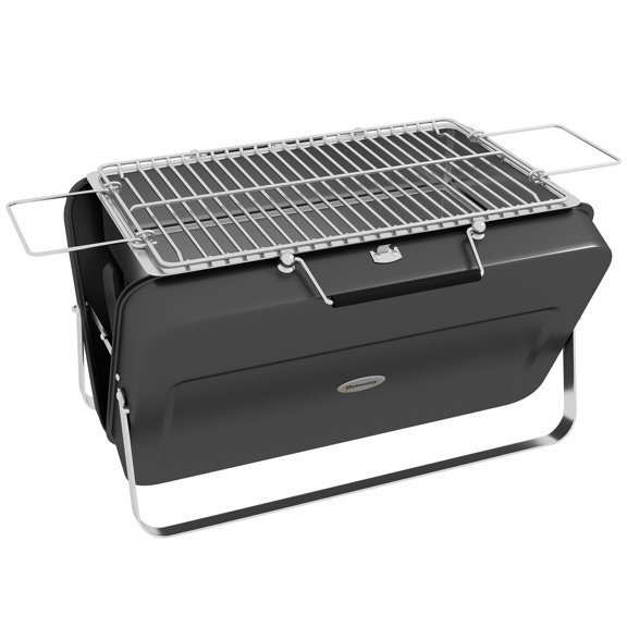 Outsunny Barbecue au Charbon Portable Mini avec Coque de Valise, Noir