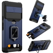 ORUYROP for Google Pixel 7 Case,Multi-Functional Pixel 7 Wallet Case with Card Holder,Sliding Camera Cover & Ring Holder Magnet Kickstand Protective Phone Case for Google Pixel 7 5G(2022),Blue