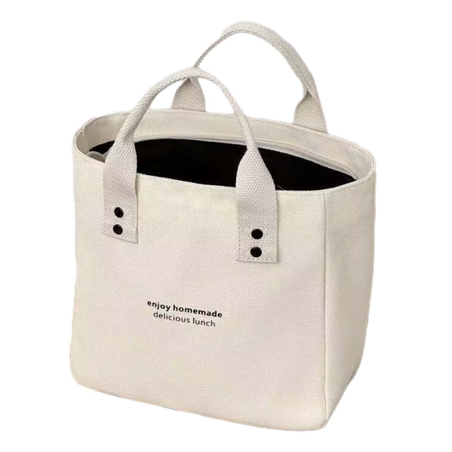 Tachiuwa Sac Fourre-Tout en Toile pour Femmes Portable Polyvalent Simple et à la Mode Sac à Main Blanc