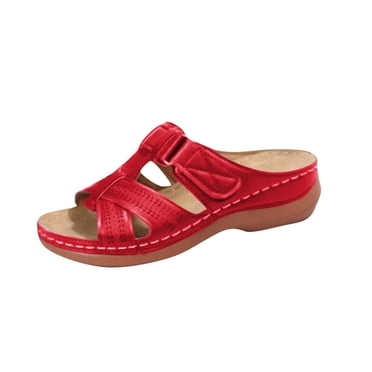 LOVZFMLL Wedge Sandals for Women 2025 Summer Cut Out Cross Straps Slip On Open Toe Walking Sandals Casual Outdoor Beach Vacation Footwear Red 7