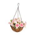 thumbnail image 2 of Hanging Artificial Flowers Basket Decor Chain Flowerpot for Home Patio Porch pink, 2 of 8