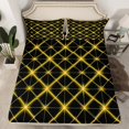 thumbnail image 2 of Erosebridal Neon Geometric Bed Sheets Set Full Size, Yellow Abstract Bed Sheets Full, Futuristic Honeycomb Decor, 2 of 7