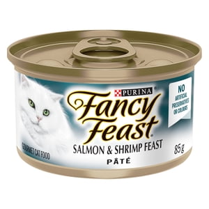 Fancy Feast Pate Salmon & Crevettes, aliments pour chats mouillés 85g