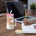 thumbnail image 4 of Glass Heat Straw Glass Cup 350ml Beverage Mug with Lid for Cold Drinks Juice Coffee Home Bar Use Glass Texture Cupware, 4 of 6