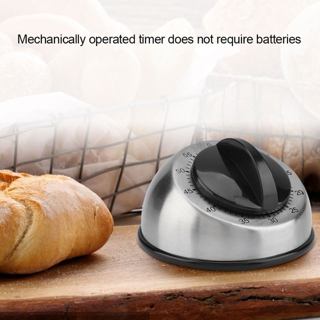 60 Minutes Stainless Steel Kitchen Timer Easy to Set Mechanical Wind-Up Timer Time Reminder