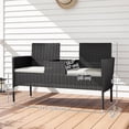 thumbnail image 3 of Outsunny Mobilier de Patio avec Table Centrale, Causeuse en Rotin PE avec Coussin, Crème, 3 of 10