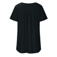 thumbnail image 4 of SMihono Hauts pour Femmes Été Décontracté Chic T-Shirt d'Été Uni Col Rond Boutonné Plissé Manches Courtes Oversize pour Femmes, 4 of 8