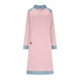 thumbnail image 4 of Mceream Robes Longues pour Femmes Formelles Grande Taille à Blocs de Couleur Robe Patchwork en Denim Printemps Ample Décontractée à Col Midi Robes Chandail Rose TG, 4 of 8