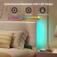 thumbnail image 4 of Bestier Queen Platform Bed with Adjustable Storage Headboard Shelf, LED Corduroy Upholstered Bed Frame, Beige, 4 of 9
