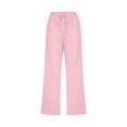 thumbnail image 4 of Women Comfortable High Waisted Wide Leg Pants Drawstring Elastic Trousers Comfy Straight Leg Long Pants With Pockets, 4 of 5