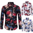 thumbnail image 3 of CEHVOM Men's Spring And Autumn Plus Size Long-sleeved Casual Floral Shirt, 3 of 5