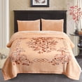 thumbnail image 1 of JML Thick Warm Winter Fleece Blanket For King Bed 2 Ply Reversible Soft Raschel Blanket,87"x94",10.5lb, Beige Floral, 1 of 8