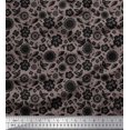 thumbnail image 1 of Soimoi Gray Poly Georgette Fabric Artistic Floral Print Sewing Fabric Yard 52 Inch Wide, 1 of 3