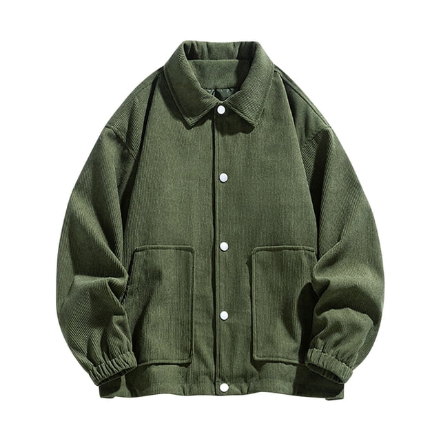 RXIRUCGD Manteau à Capuche Décontracté pour Homme, Coupe Ample, Uni, à Manches Longues, Sans Capuche, Manteaux Décontractés, Vert Armée, Taille : M